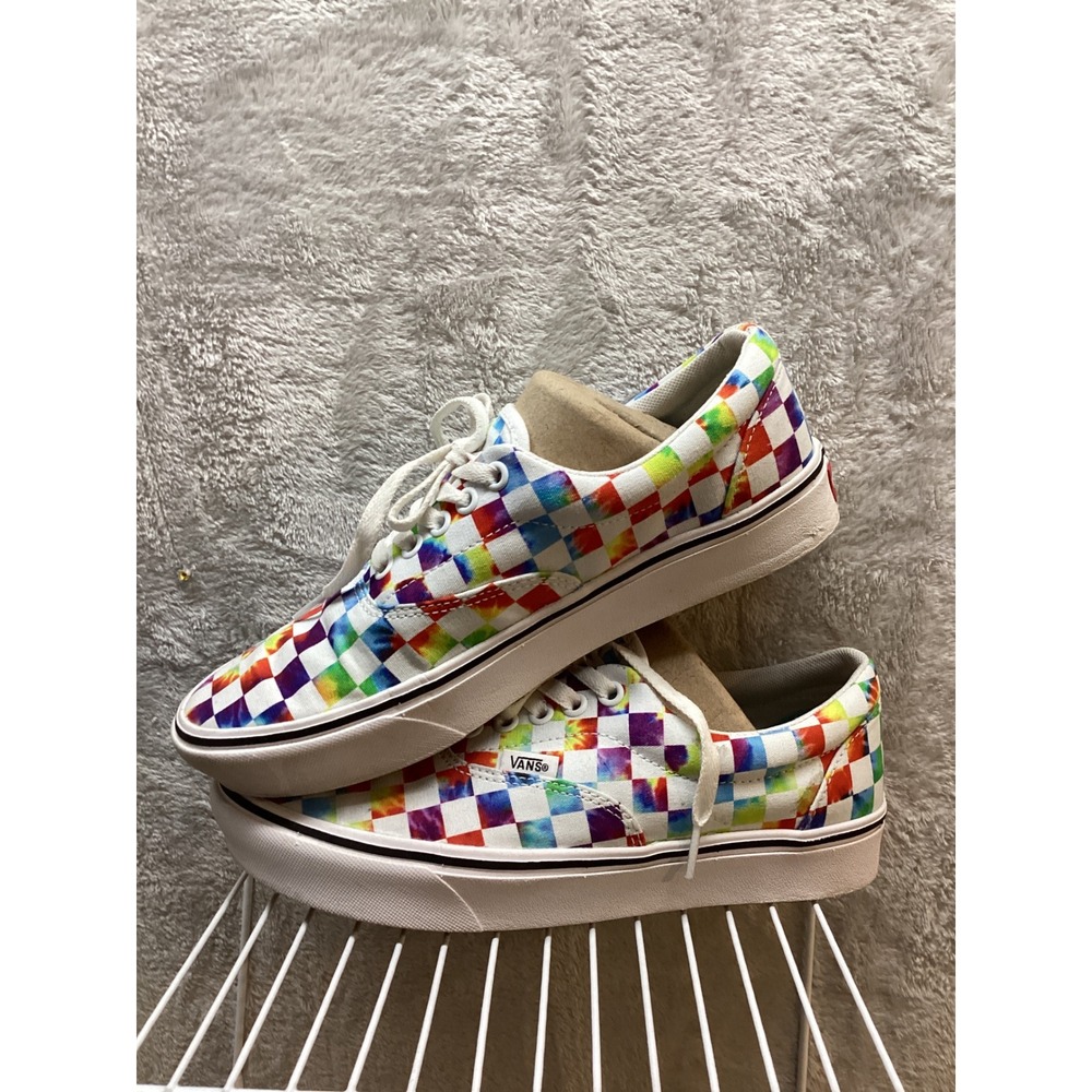 Vans Era Tie Dye Checkerboard Rainbow Canvas Lace Up Sneakers Women Size 8.5 - Picture 3 of 7